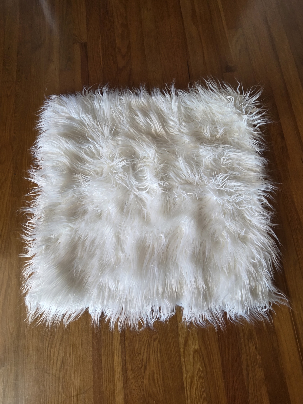 Fuzzy Faux Fur Mongolian Luxury Deocorative White Pillow Cover 25x25"